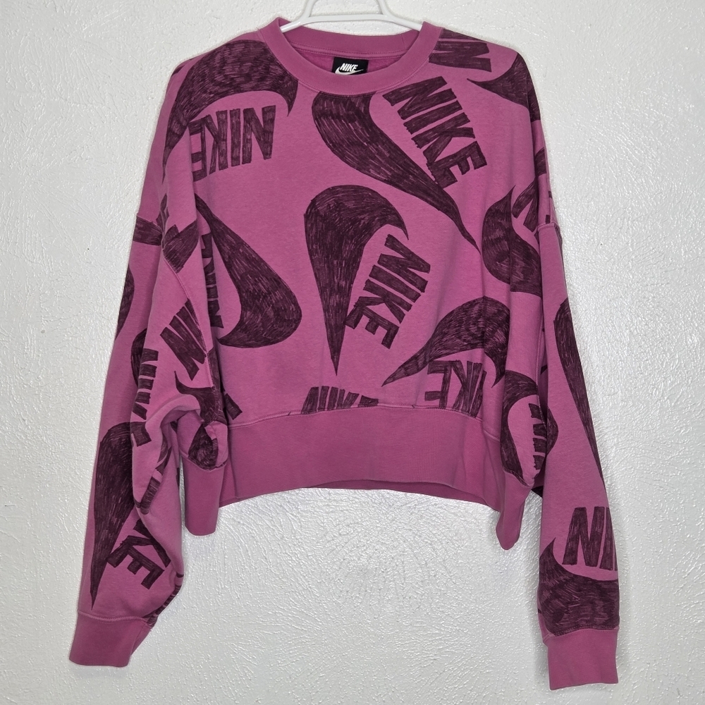 Nike Women's Pink Graphic Crew Neck Sweater - Picture 4 of 14